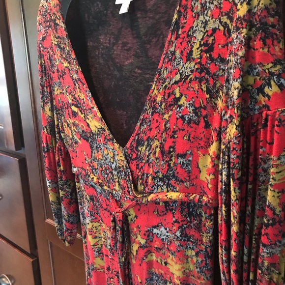 Multi-colored with deep V neckline dress - Picture 4 of 7